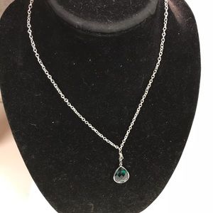 Emerald green silver plated necklace